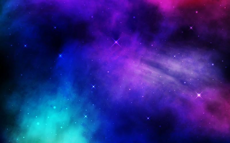 宇宙背景-星尘灿烂的多彩空间-明亮的星云和银河系-蓝色星系背景-夜空星空-宇宙旗帜-矢量图解