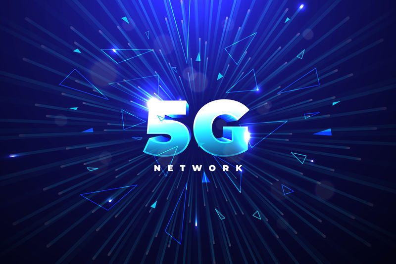 5G全球网络连接-世界地图点线组成概念-地球通信-物流深蓝色背景