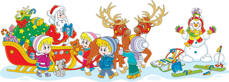 圣诞老人的神奇驯鹿装饰的雪橇-给快乐的孩子们送圣诞礼物-矢量卡通插图