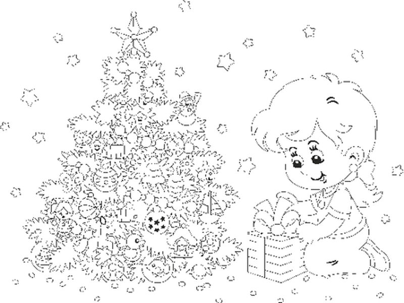 圣诞树和圣诞精灵从礼物彩页中偷看