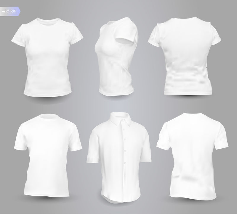 男女清洁白衬衫套装-背景隔离-三维真实矢量图