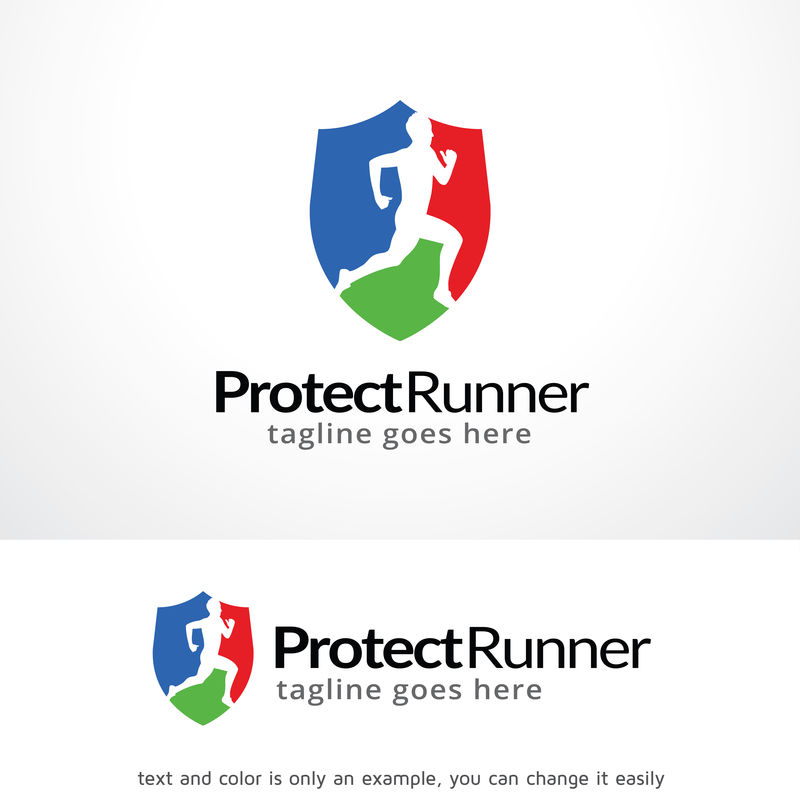 保护跑步者标志模板设计矢量、标志、设计理念、创意符号、图标