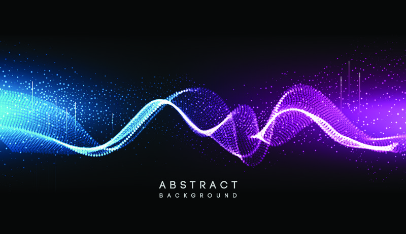 高科技的未来技术背景-霓虹灯形状和点-技术连接-大数据-点结构-蓝紫色