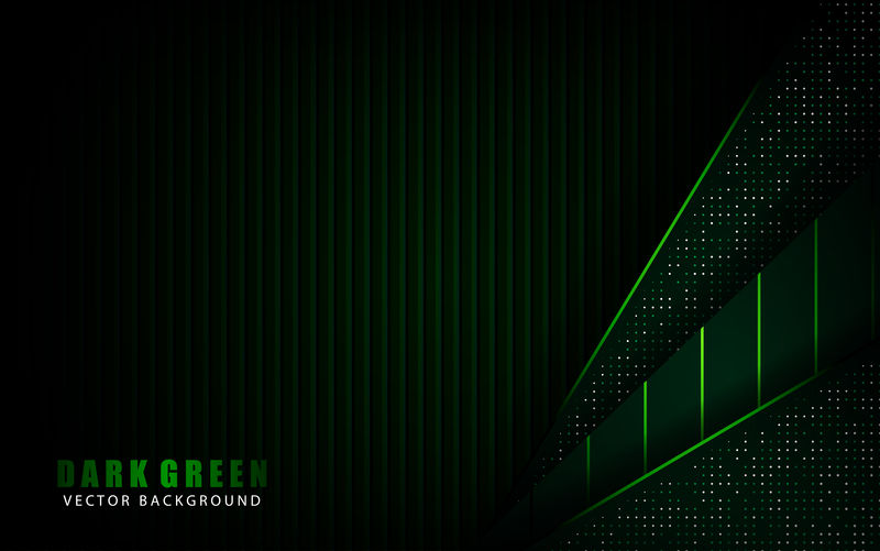 现代绿色背景重叠层的暗空间与抽象风格的设计模板-纹理与绿色闪光点元素装饰