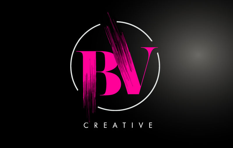 粉色BV刷笔划字母标志设计。粉色油漆标识删除器