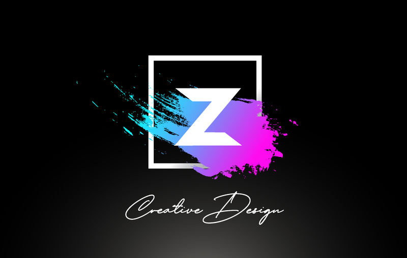 Z艺术画笔字母标志设计紫蓝色矢量