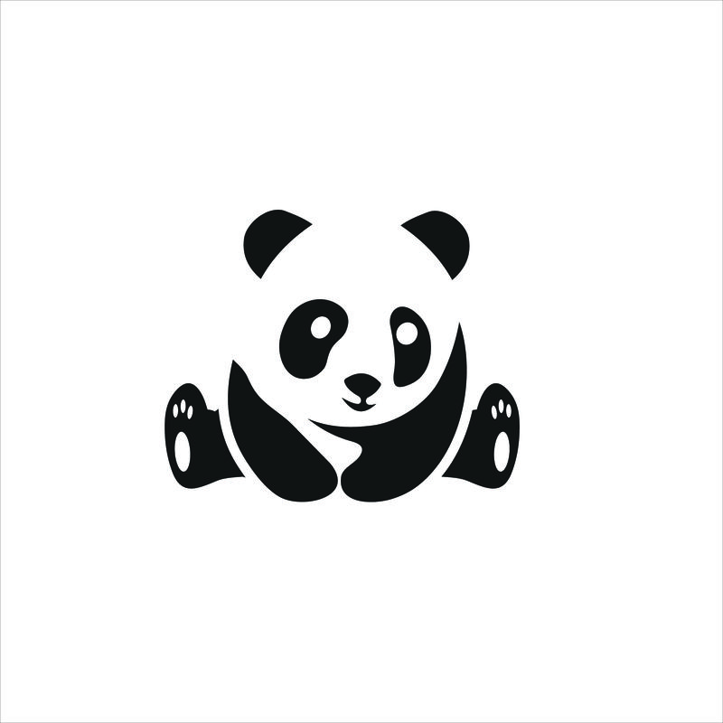 熊猫（轮廓笔画动物图标矢量插图-矢量）