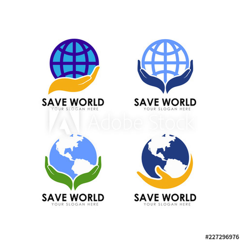 保存地球标志设计模板-保存全球徽标矢量图标