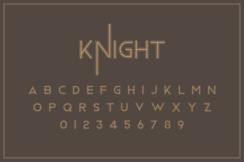原始复古皇家字体复古风格矢量中的一组字母和数字