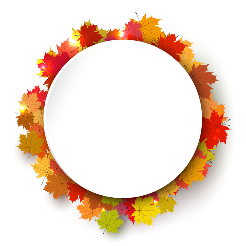 秋天的圆形彩框枫叶矢量