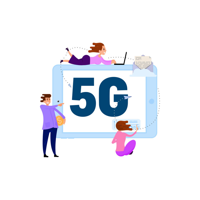 通过快速连接Wi-Fi概念5G矢量进行人与人的通信