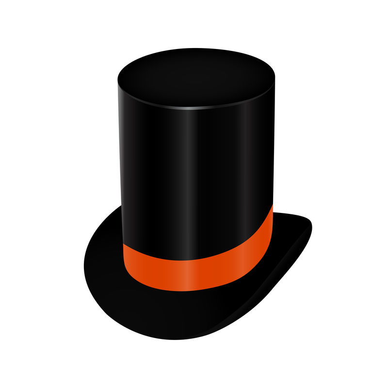 带橙色丝带矢量的黑色顶帽