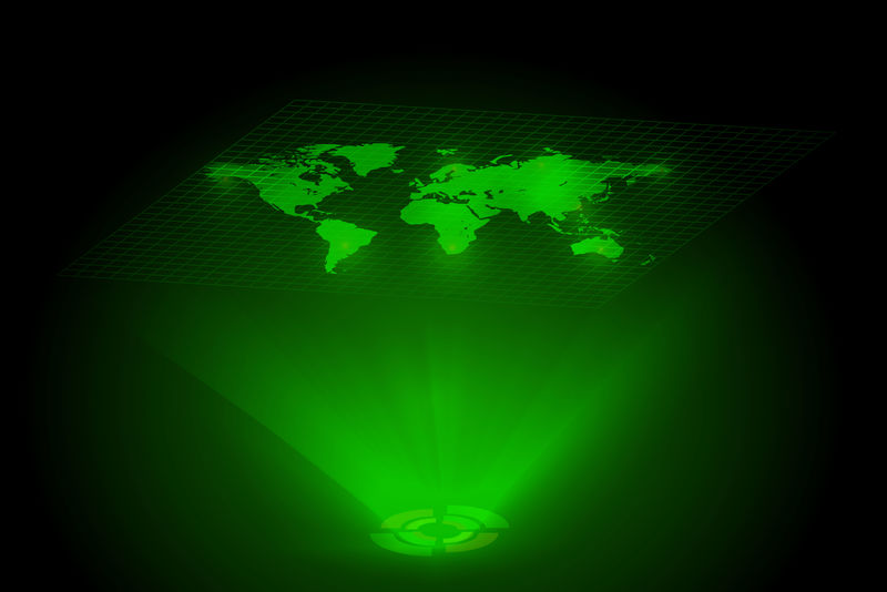 绿色世界地图全球全息图矢量