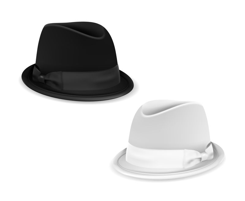 黑色县白色圆顶礼帽。网格设计