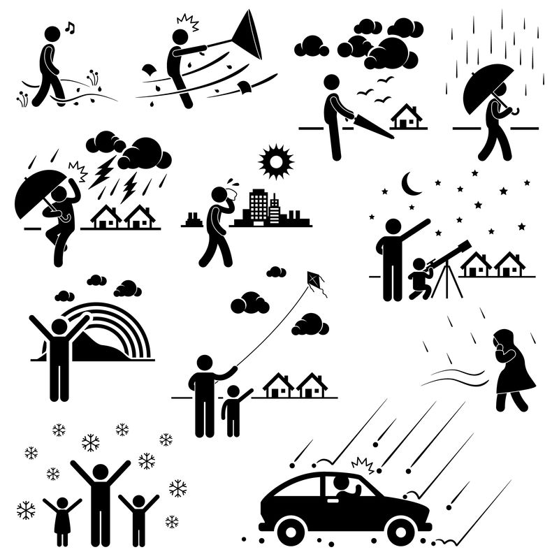气象气候大气环境气象季节人贴图形象形图标
