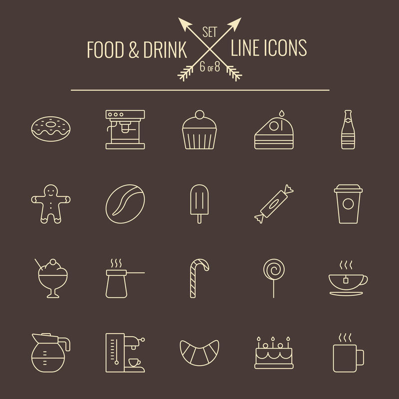 食物和饮料图标集。