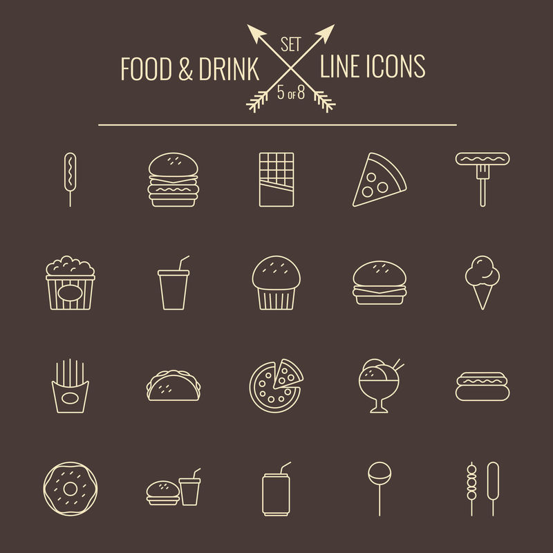 食物和饮料图标集。