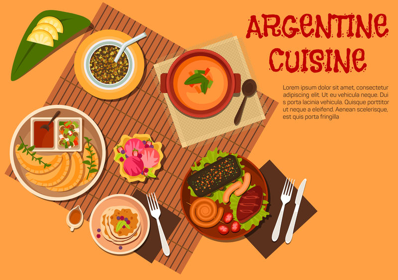 阿根廷阿萨多菜配甜点平面图标