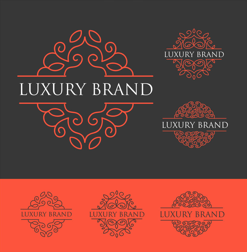 奢侈品牌标志-简洁典雅的花卉设计标志优雅的线性奢华矢量标志设计
