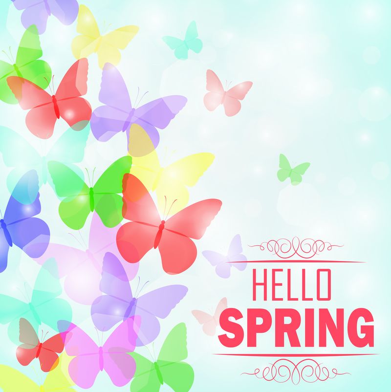 春天的背景是彩色蝴蝶