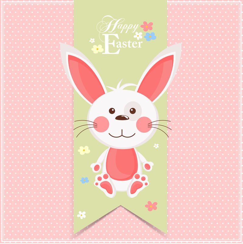 复活节贺卡-可爱的兔子