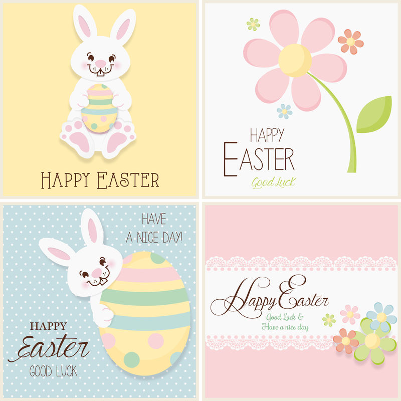 复活节快乐横幅-可爱的兔子