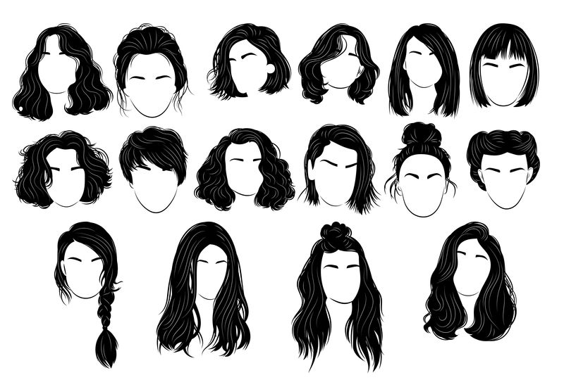 一套适合女性的发型-为女孩收集黑色剪影的发型