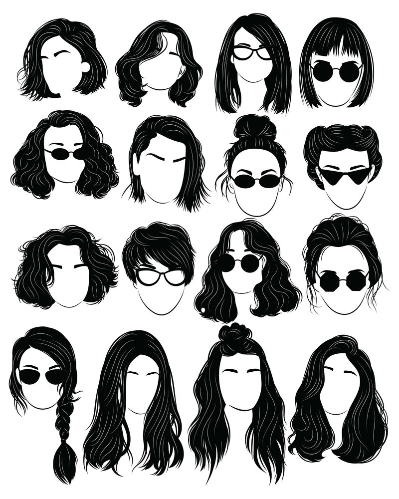 一套适合女性的发型-为女孩收集黑色剪影的发型