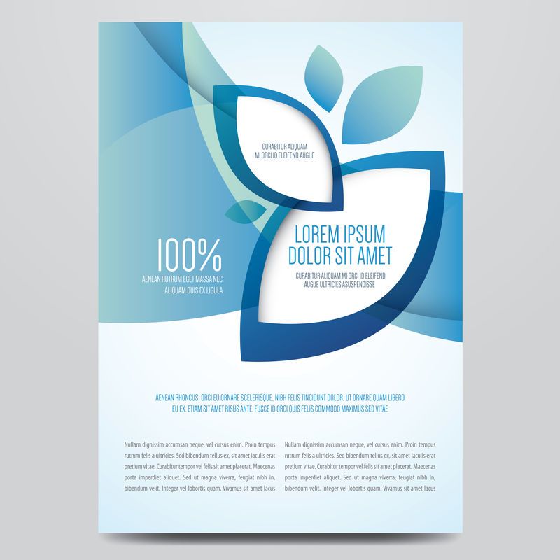 小册子-海报-杂志封面-生态传单矢量模板-现代蓝色企业设计