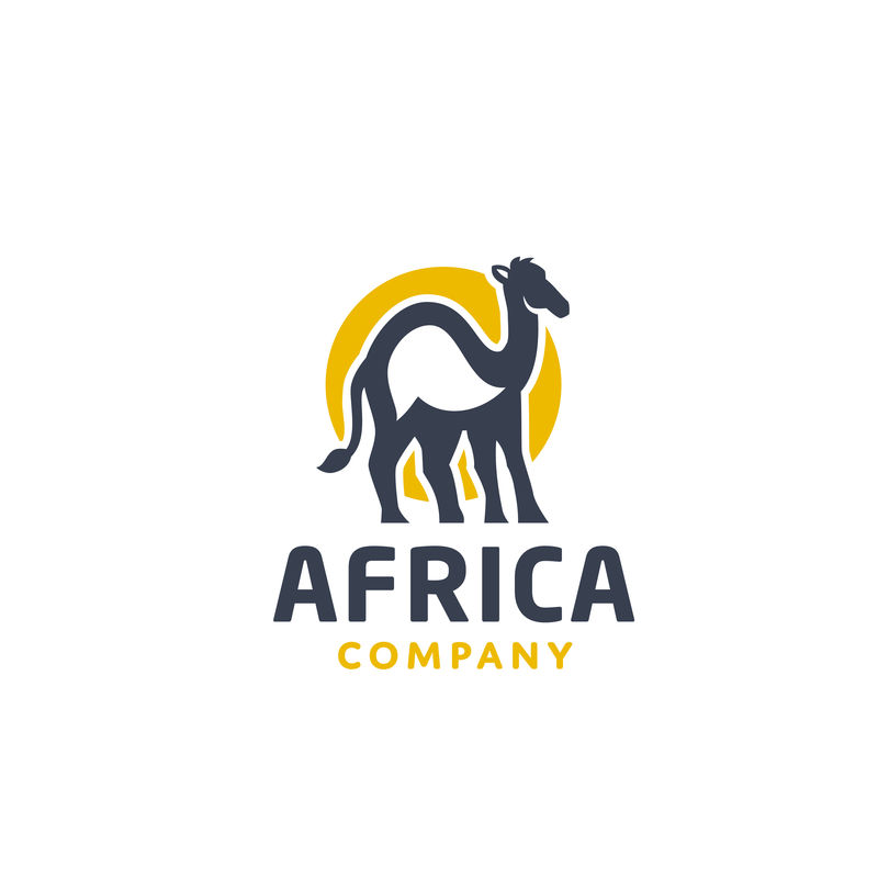 站立骆驼最初的最小符号-难忘的视觉隐喻-简单、坚实和大胆的标记-代表物流、耐力、非洲、旅游等概念