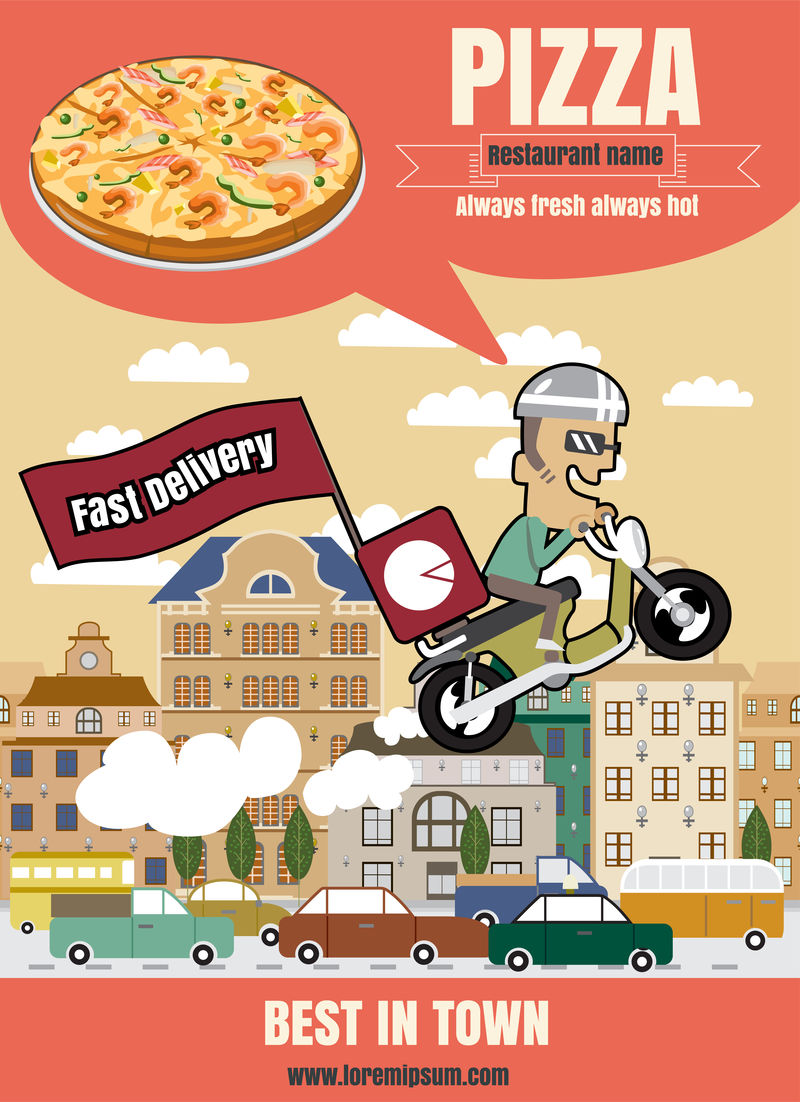 小册子或海报餐厅快餐披萨菜单