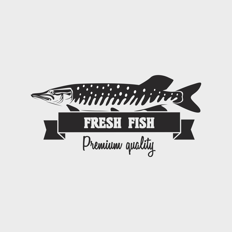 鲜鱼标签、标志或标志模板-可用于设计海报、传单或卡片、菜单