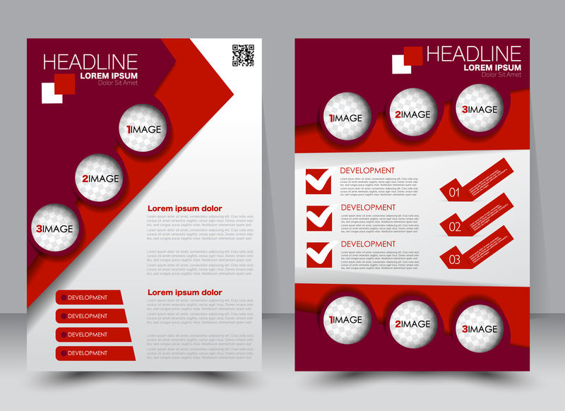 抽象传单设计背景-小册子模板-可用于杂志封面-商业模型-教育-演示-报告-a4大小-带可编辑元素-红色