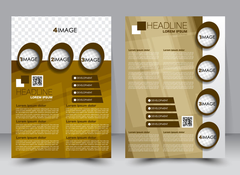 抽象传单设计背景-小册子模板-可用于杂志封面-商业模型-教育-演示-报告-a4大小-带可编辑元素-棕色