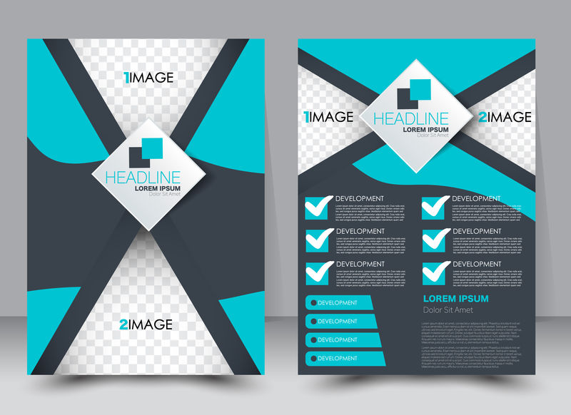 抽象传单设计背景-小册子模板-可用于杂志封面-商业模型-教育-演示-报告-a4大小-带可编辑元素-蓝色和灰色