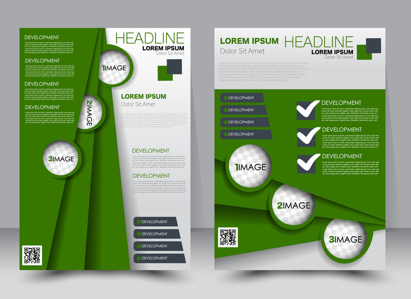 抽象传单设计背景-小册子模板-可用于杂志封面-商业模型-教育-演示-报告-a4大小-带可编辑元素-绿色