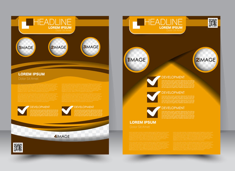 抽象传单设计背景-小册子模板-可用于杂志封面-商业模型-教育-演示-报告-a4大小-带可编辑元素-橙色和棕色