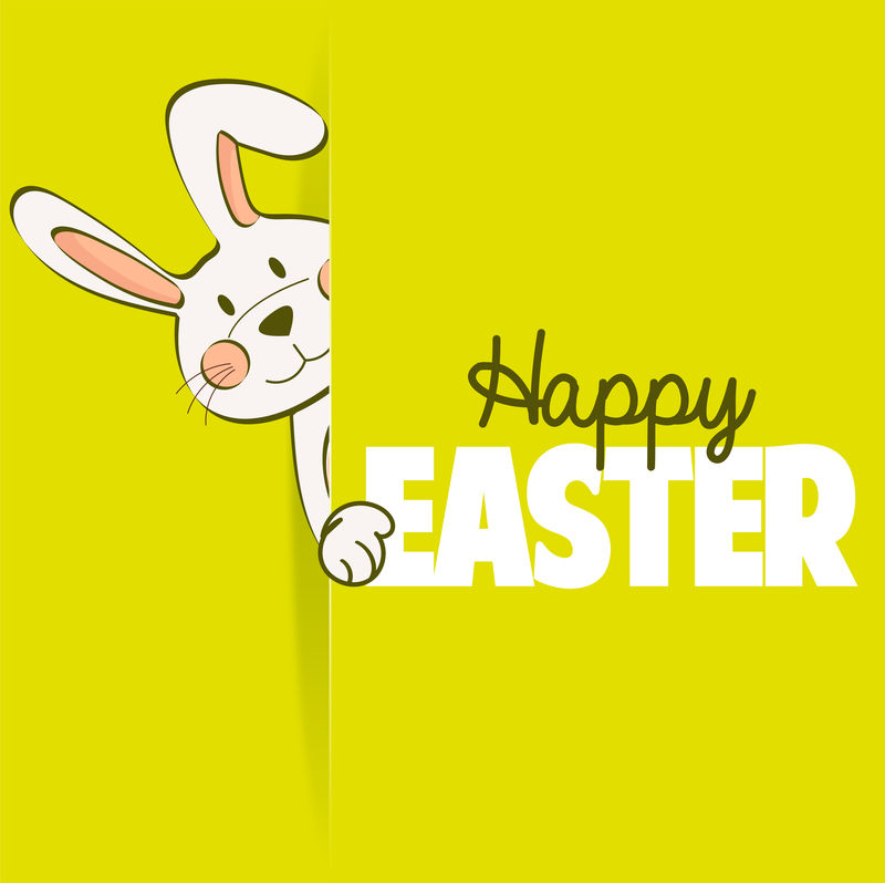 复活节快乐卡-可爱的兔子