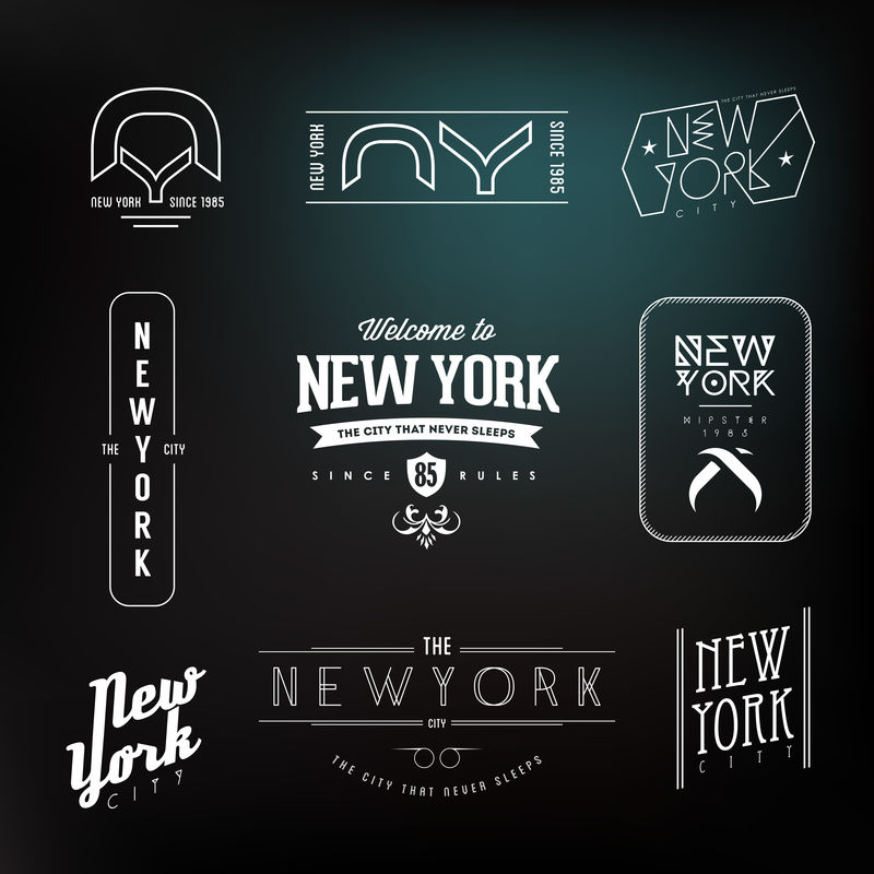 复古纽约市时尚品牌集-矢量设计