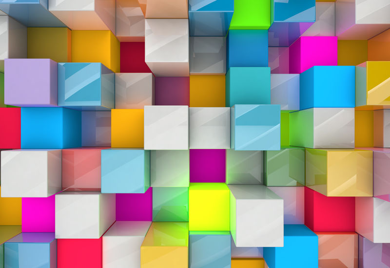多色立方体的抽象背景