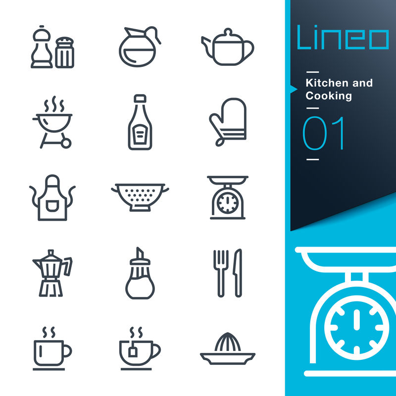 Lineo可编辑笔划-厨房和烹饪线图标