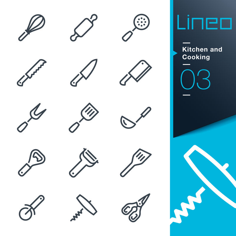 Lineo可编辑笔划-厨房和烹饪线图标