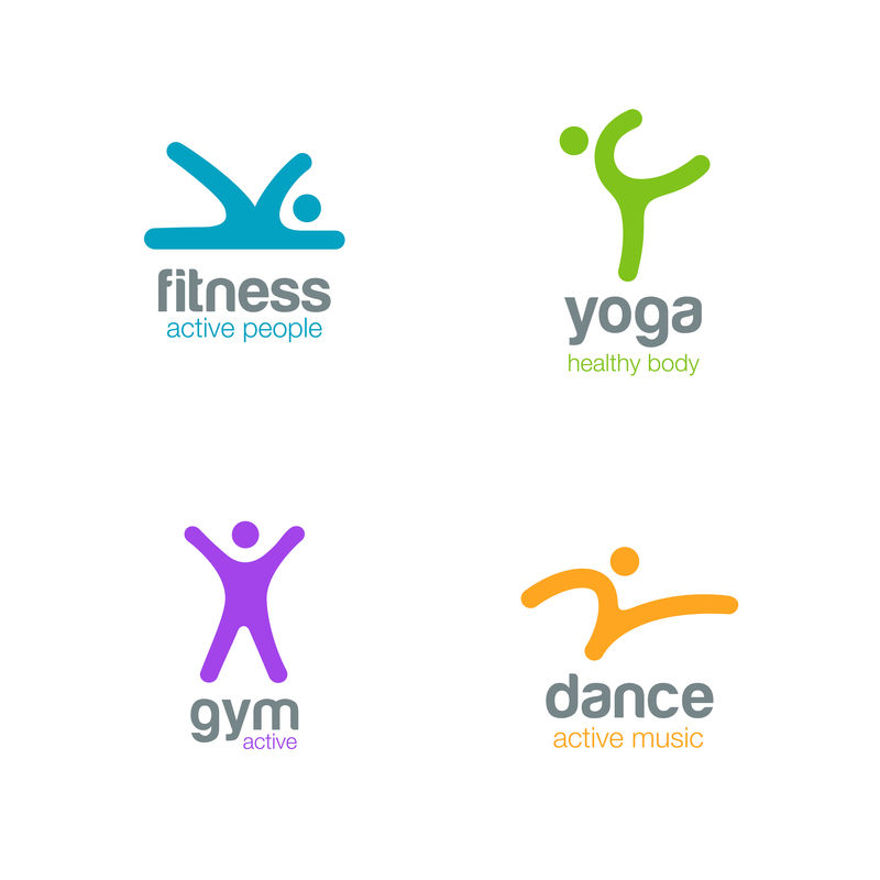 健身舞蹈瑜伽健身房标志设计矢量模板。