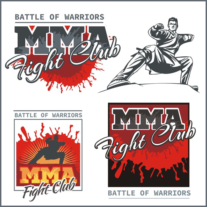 MMA标签-矢量混合武术设计。