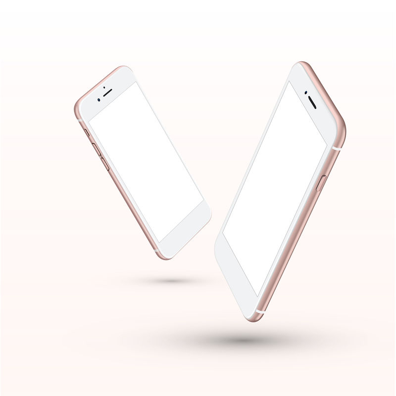 新的现实主义手机智能手机iphon风格的模型与粉色屏幕隔离