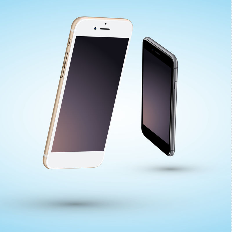 手机被隔离在白色背景上-新版黑屏手机