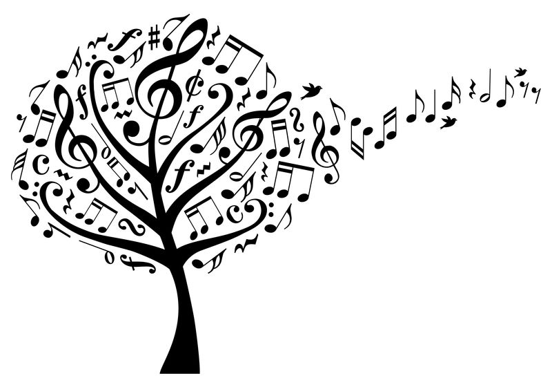 带音符的音乐树，矢量