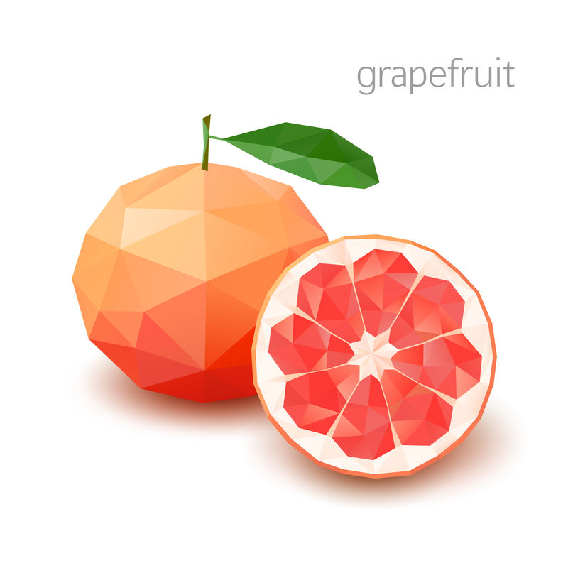 多角形水果-葡萄柚。矢量图示