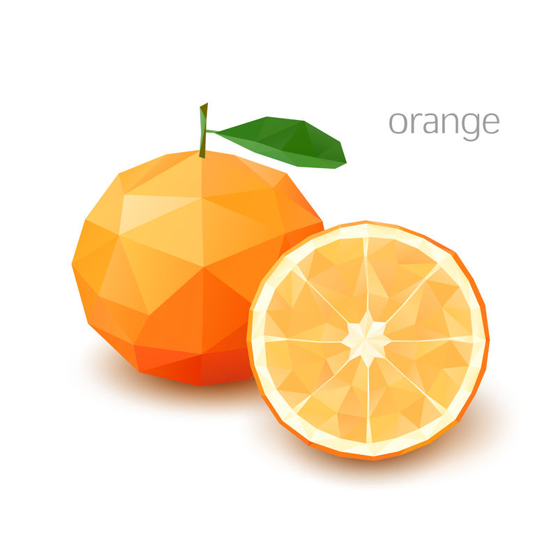 多角形水果-橙色。矢量图示