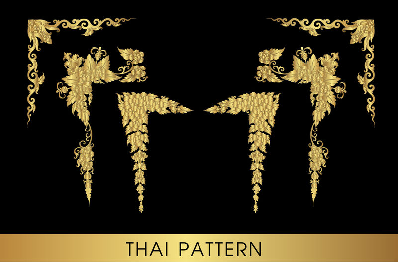 一套黄金装饰元素的泰国传统装饰品